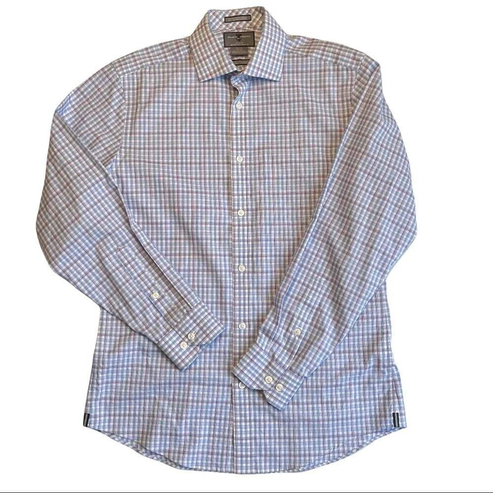 Black Brown 1826 Pink Purple 15.5 Plaid Business Casual Long Sleeved Dress Shirt